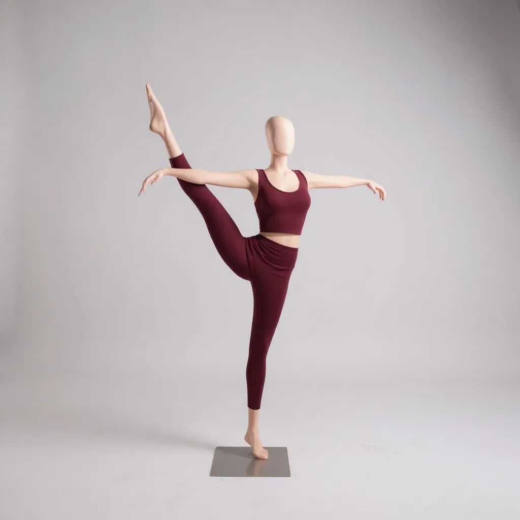 Yoga female mannequin, fitness/yoga - white. One leg