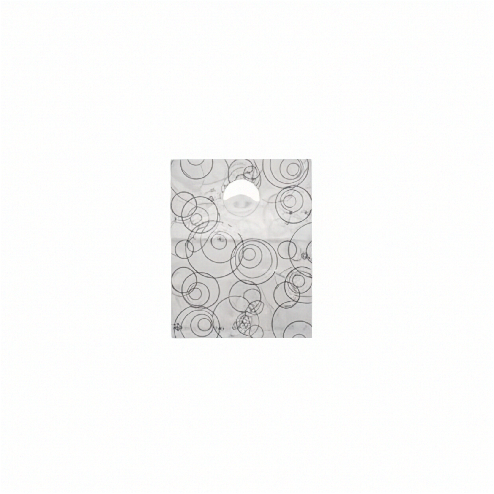 Hvid plastpose m/sort mønster, 15 x 3,3 x 30 cm. 300 stk.