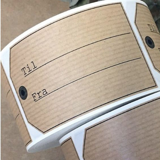 Gavemærker - Manilla - 500 stk. Brun. Til- og fra