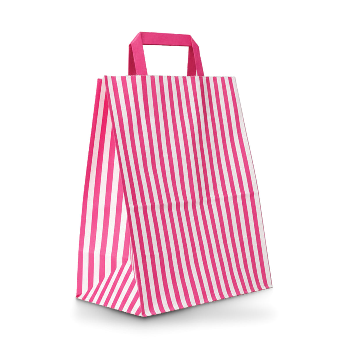 Pink stríputur pappírsposi, B 25 x D/SF 14 x H 30 cm, pakki við 50 stk., 80 gramm