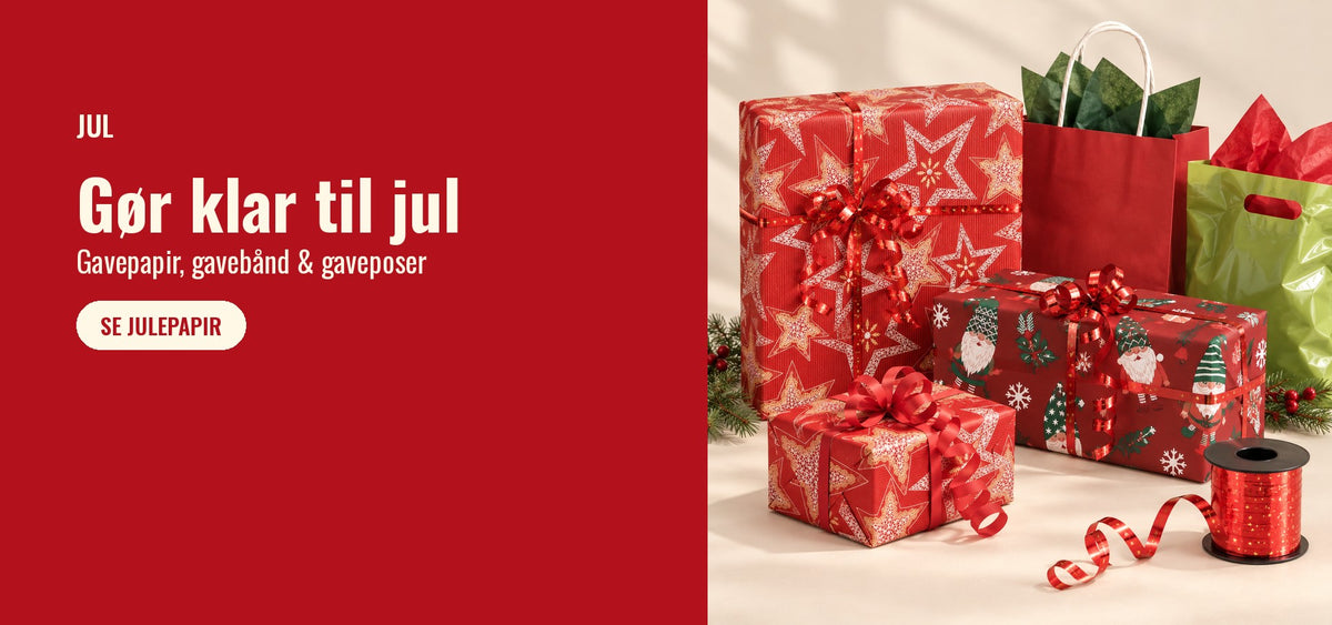 Jul – gavepapir, gavebånd og gaveposer