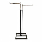 SuperSellerS adjustable black floor clothing rack with two 39 cm straight chrome arms for retail display