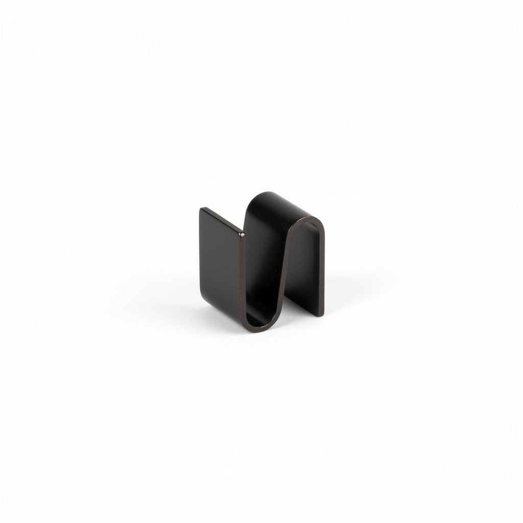 SuperSellerS black metal S-hook for TUBO shelving systems, designed for hanging shelves or small accessories.