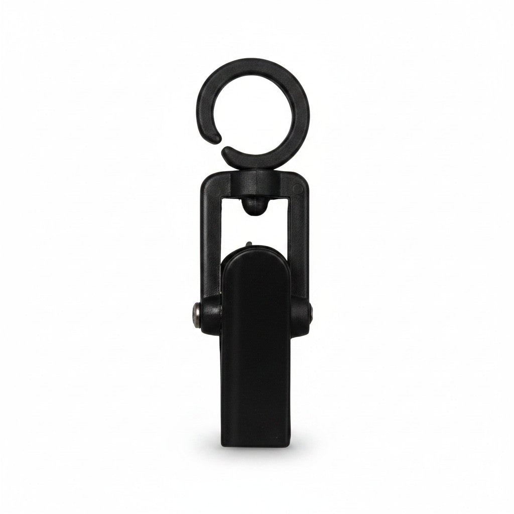 SuperSellerS 5 cm black plastic scarf clip with a swivel hook for organizing accessories like gloves and belts