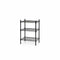 SuperSellerS black wire shelving unit with three tiers, measuring 61cm wide, 46cm deep, and 90cm high.
