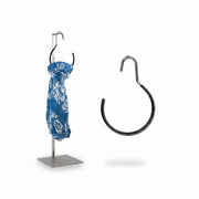 SuperSellerS chrome scarf ring with black non-slip rubber coating, 14 cm diameter, shown with a blue floral scarf.
