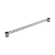 SuperSellerS 122 cm chrome support bar for Tubo shelving units, designed for structural stability and item retention.