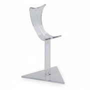 SuperSellerS clear acrylic shoe display stand with a triangular base for retail footwear presentation