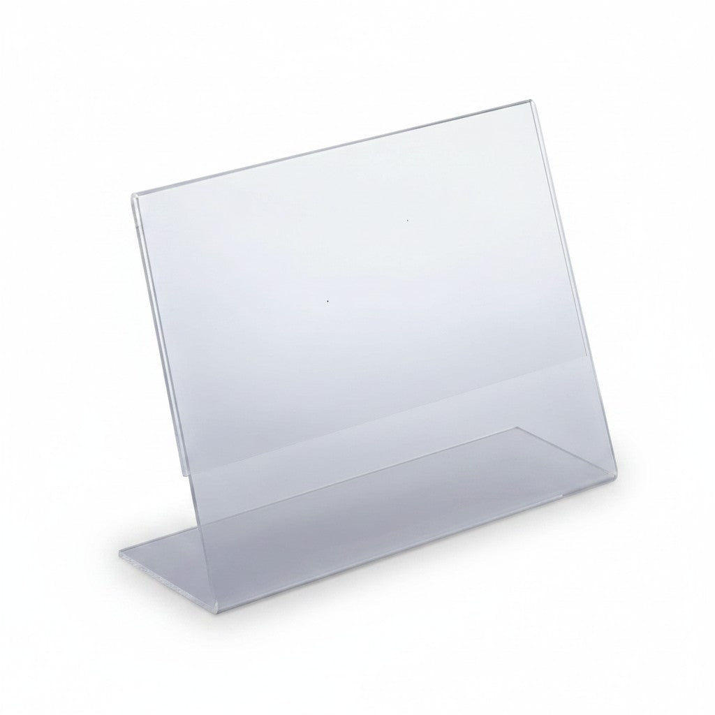 SuperSellerS clear acrylic A4 landscape slanted sign holder for retail displays and countertops