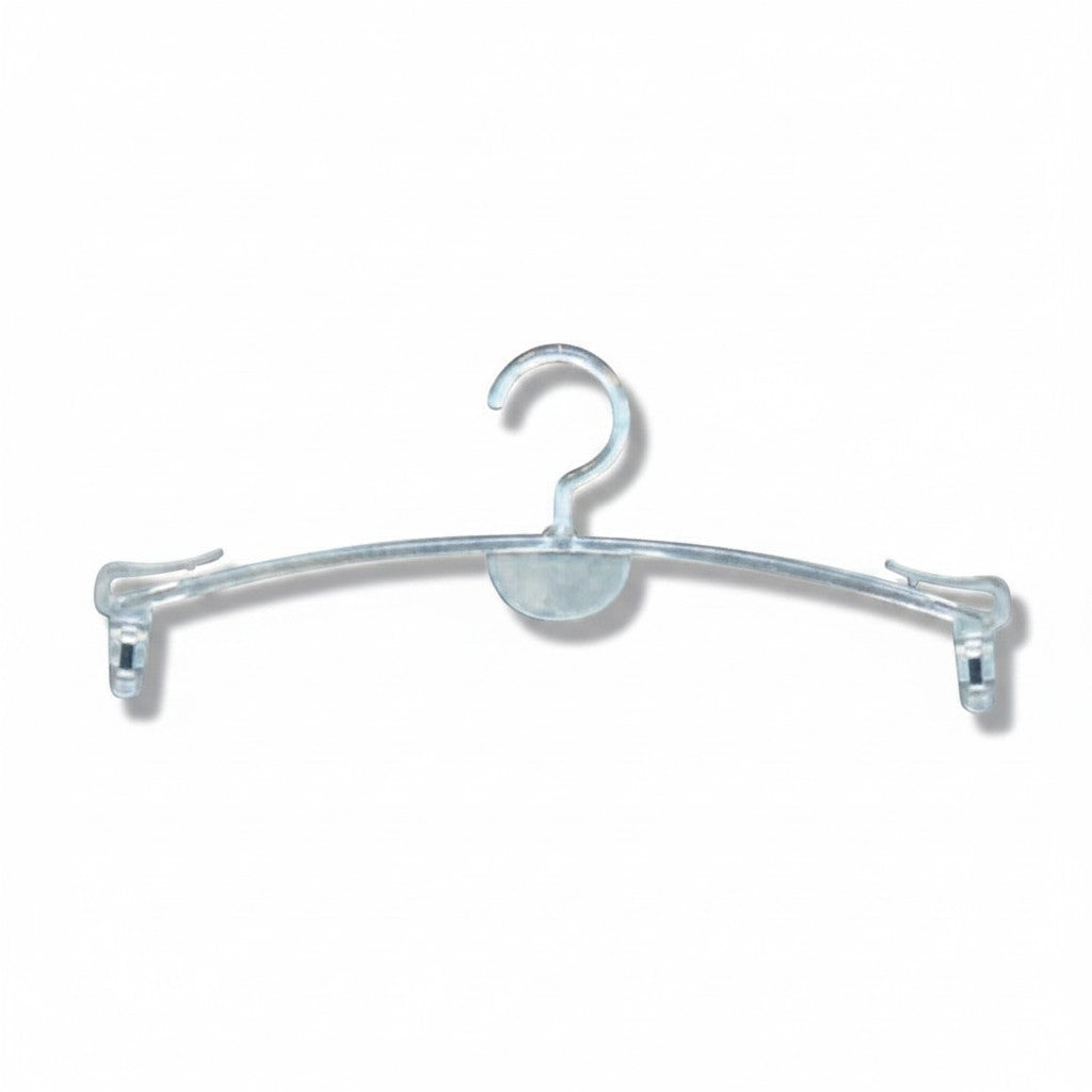 SuperSellerS clear plastic bikini and lingerie hanger with clips and strap hooks, 27 cm wide