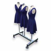 SuperSellerS Fantasy no. 3 rolling clothing rack with three female torso mannequins wearing blue dresses