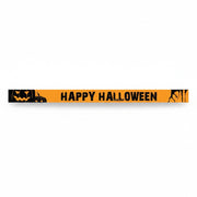 SuperSellerS sjálvlímandi appilsingulur og svartur Happy Halloween vindeygastrimil, 120 cm langur við graskermyndum.