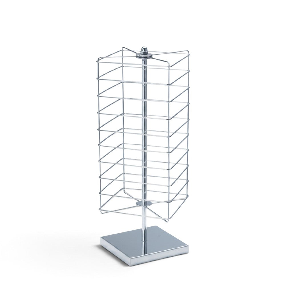 SuperSellerS 4-sided rotating chrome jewelry display stand with wire grid for hanging accessories