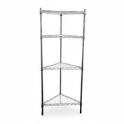 SuperSellerS triangular wire shelving unit with three chrome shelves for corner storage