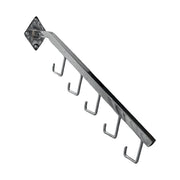 Kromaður taskuarmur við 5 krókum til vegg, L 48 cm