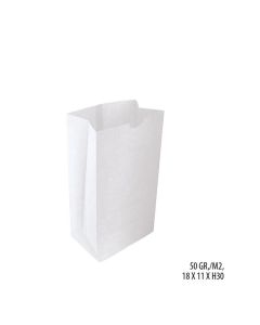 Papirpose m/ klodsbund, hvid. H30 cm