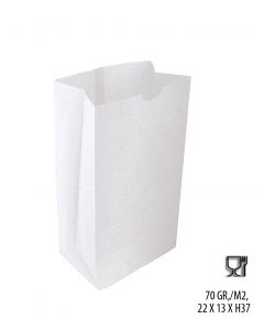 Papirpose m/ klodsbund, hvid. H37 cm