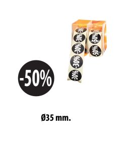 Sorte etiketter m/ procent - 500 stk. -50%