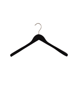 Jakkebøjle, vinklet, kraftig, sort silkemat gummibelægning, krog i satinkrom, 45 cm. SPECIALPRIS