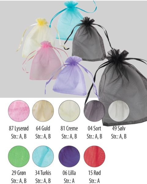 Organzaposer - 25 stk. Vælg størrelse og farve