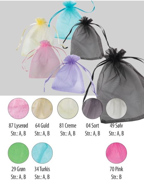 Organzaposer - 25 stk. Vælg størrelse og farve