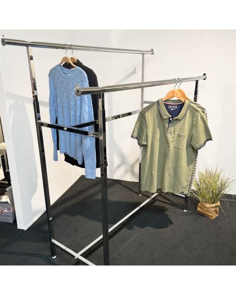 Twin, dobbeltstativ, højdejusterbar, krom, B150 x H122-170 cm