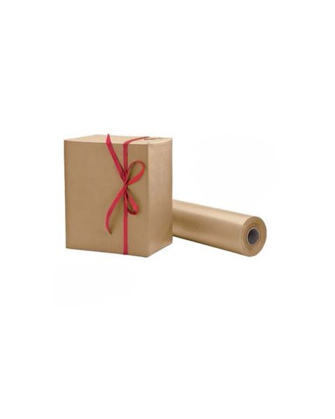 Gavepapir B 70 cm. Ensfarvet - Brun/natur kraftpapir. 100 mtr.