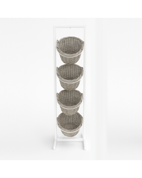 Kurvestativ, med 4 fletkurve, hvid, B45 x D40,5 x H173 cm.