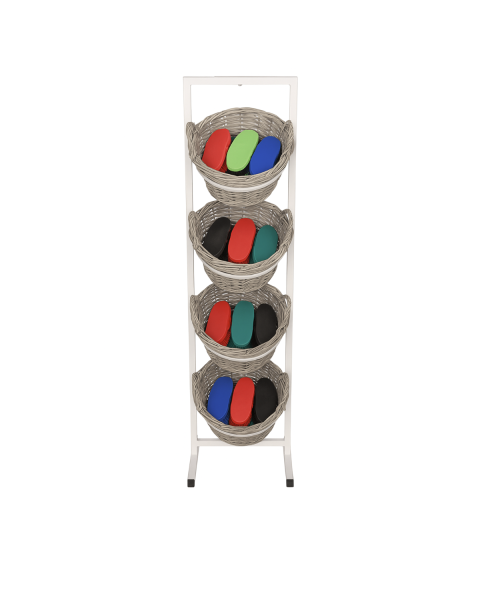 Kurvestativ, med 4 fletkurve, hvid, B45 x D40,5 x H173 cm.