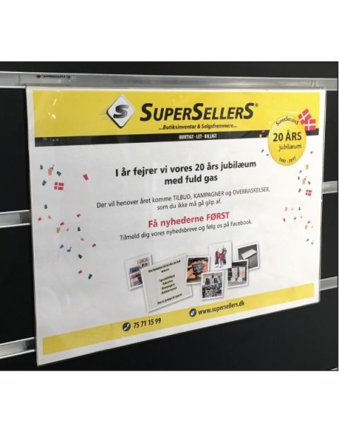 Skilteholder vandret t/ panel - A4