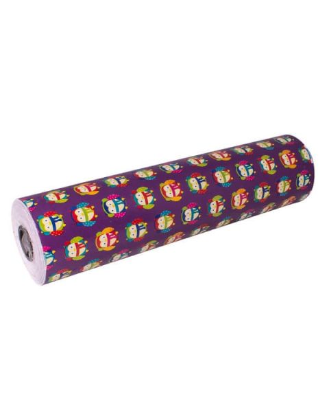 Gavepapir B 57 cm. Ugler, coated papir. 200 mtr.