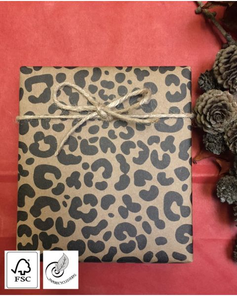 Gavepapir B 40 cm. Jaguar print, kraftpapir. 100 mtr.