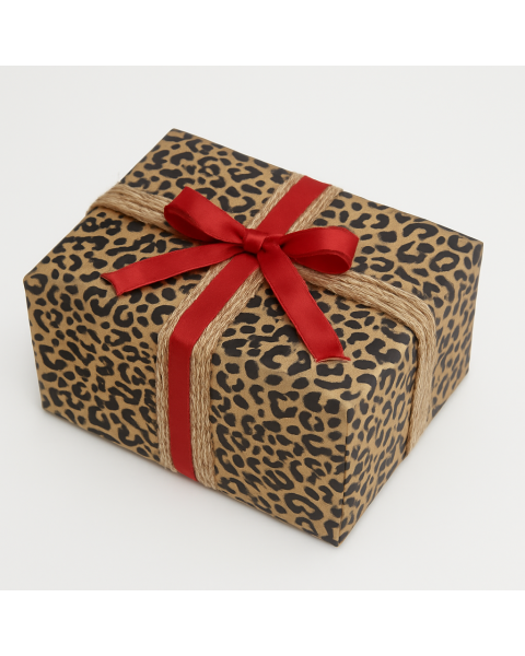 Gavepapir B 50 cm. Jaguar print, kraftpapir. 100 mtr.