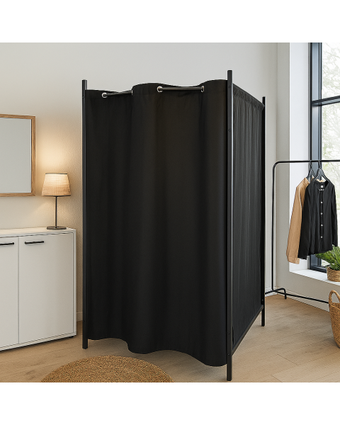 Forhæng, til 100 cm gardinstang med kovs Ø 3cm., sort, B135 x H193 cm.