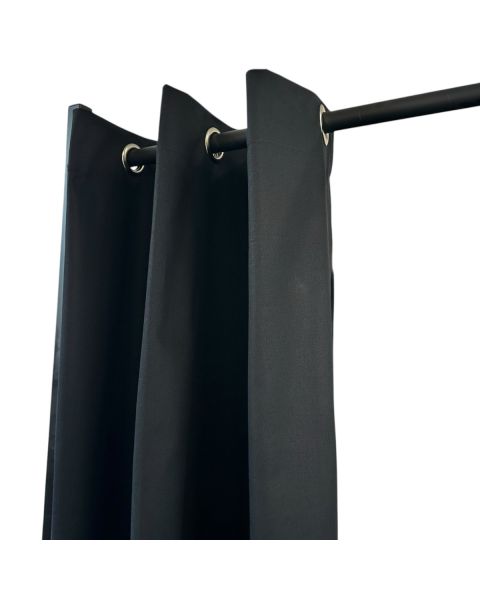 Forhæng, til 100 cm gardinstang med kovs Ø 3cm., sort, B135 x H193 cm.