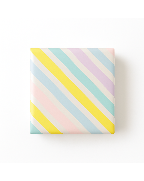 Gavepapir B 50 cm. Stribet pastel, coated papir. 100 mtr.