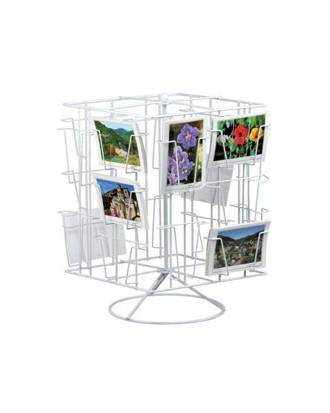 Postkortkarrusel, til bord, 20 rum (10,5 x 15 cm), hvid, 30 x H43,5 cm