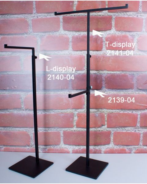 T-display - Højdejusterbar. Sort. H43-81 cm. Firkantet fod - smykkedisplay