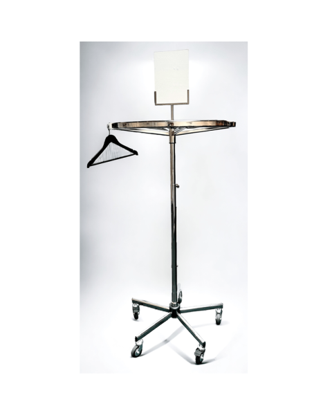 Rundt stativ Ø 80, m/gummihjul. Krom