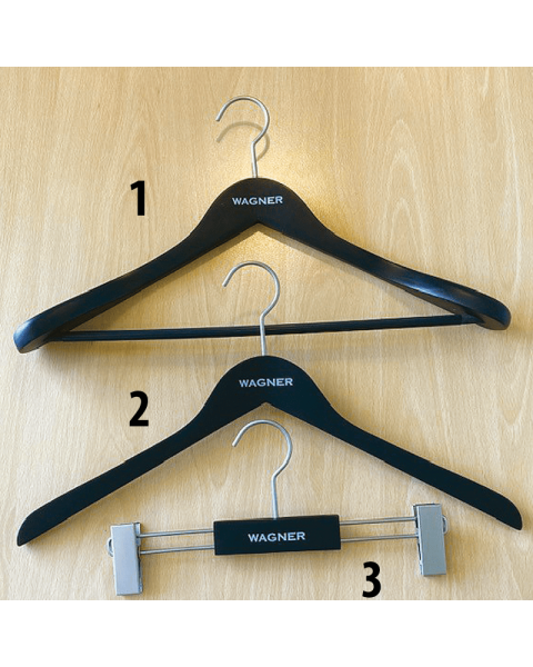 Wagner træbøjle, massiv, vinklet, mat sort, 13 mm tyk, 45 cm, satin krom. *RESTSALG*