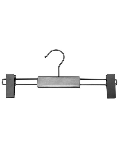 Buksebøjle m/klemmer, mat sort krom krog, mat sort. 30 cm. Træbøjle