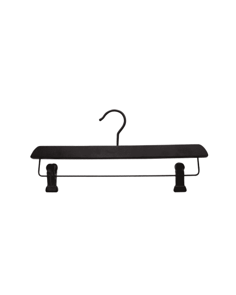 Vesterhavs Buksebøjle, gummicoated. Mat sort træ 35 cm med sorte plast klemmer