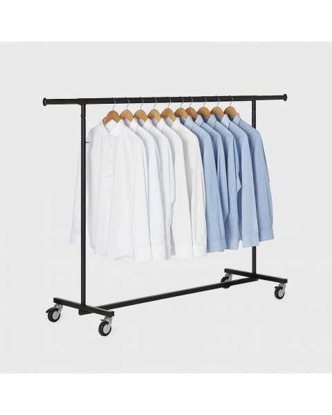 Konfektionsstativ - Sort - Ekstra bred. B 150-210(bøjleudtræk) x H130-200 cm. LUKSUS 