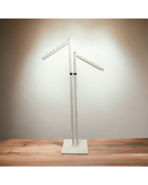 Joystativ, 2 skrå arme i hvide, hvidt stativ, 80 x 39 cm, H125-195 cm