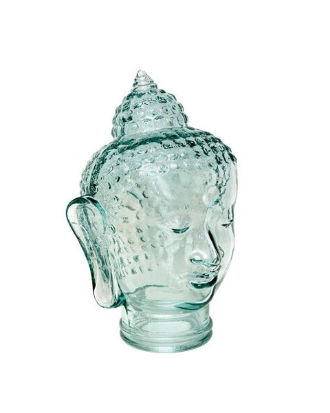 Glashoved, mindfulness, klar glas, H30 cm