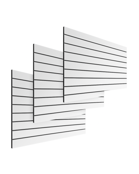 Rillepanel - 120 x 240 cm. - hvid - 10 cm. ( 3 stk. 120 x 80 ) - Supersæt, let tekstur