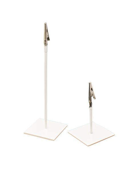 Skilteholder med krokodillenæb, H10 cm, hvid