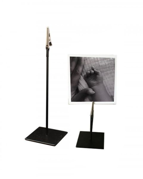 Skilteholder med krokodillenæb, H10 cm, sort