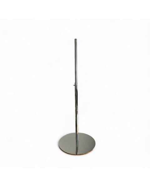 Metalfod til giner. Krom - EKSTRA stor fodplade Ø 40cm, H66-132 cm