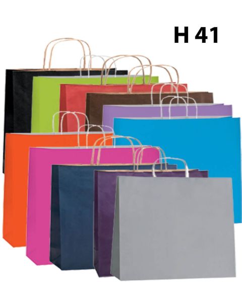 Papirpose - Stor H 41 cm - 50 stk. Vælg farve